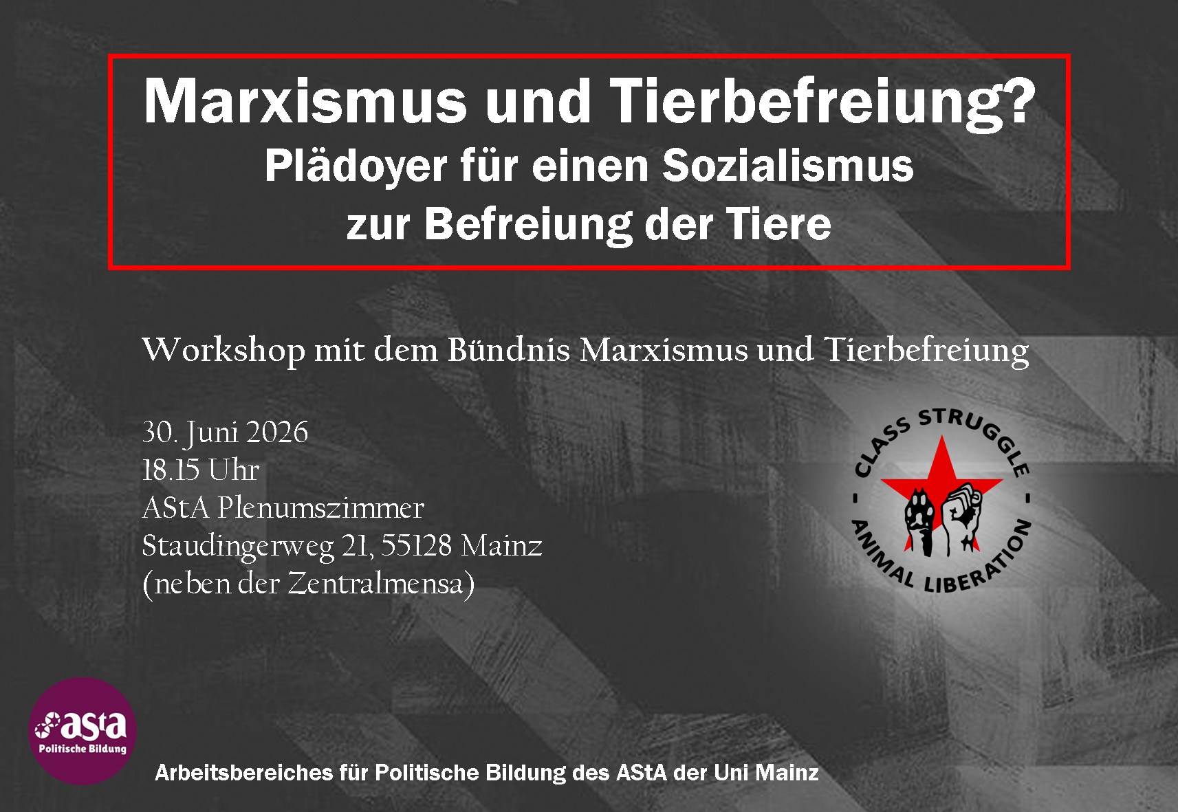 Workshop: Plädoyer für einen Sozialismus zur Befreiung der Tiere